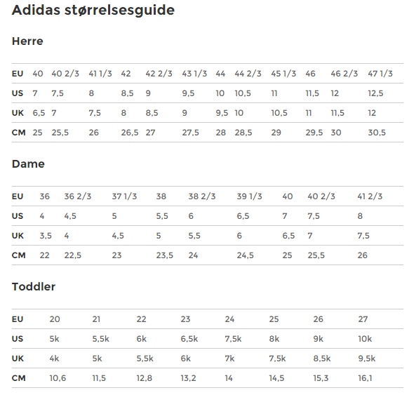Adidas 6k Size Chart