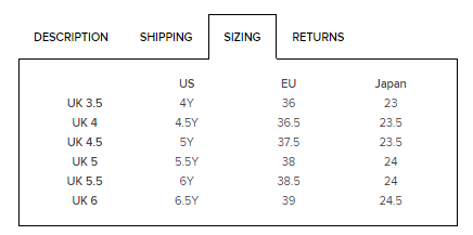 jordan bg size chart